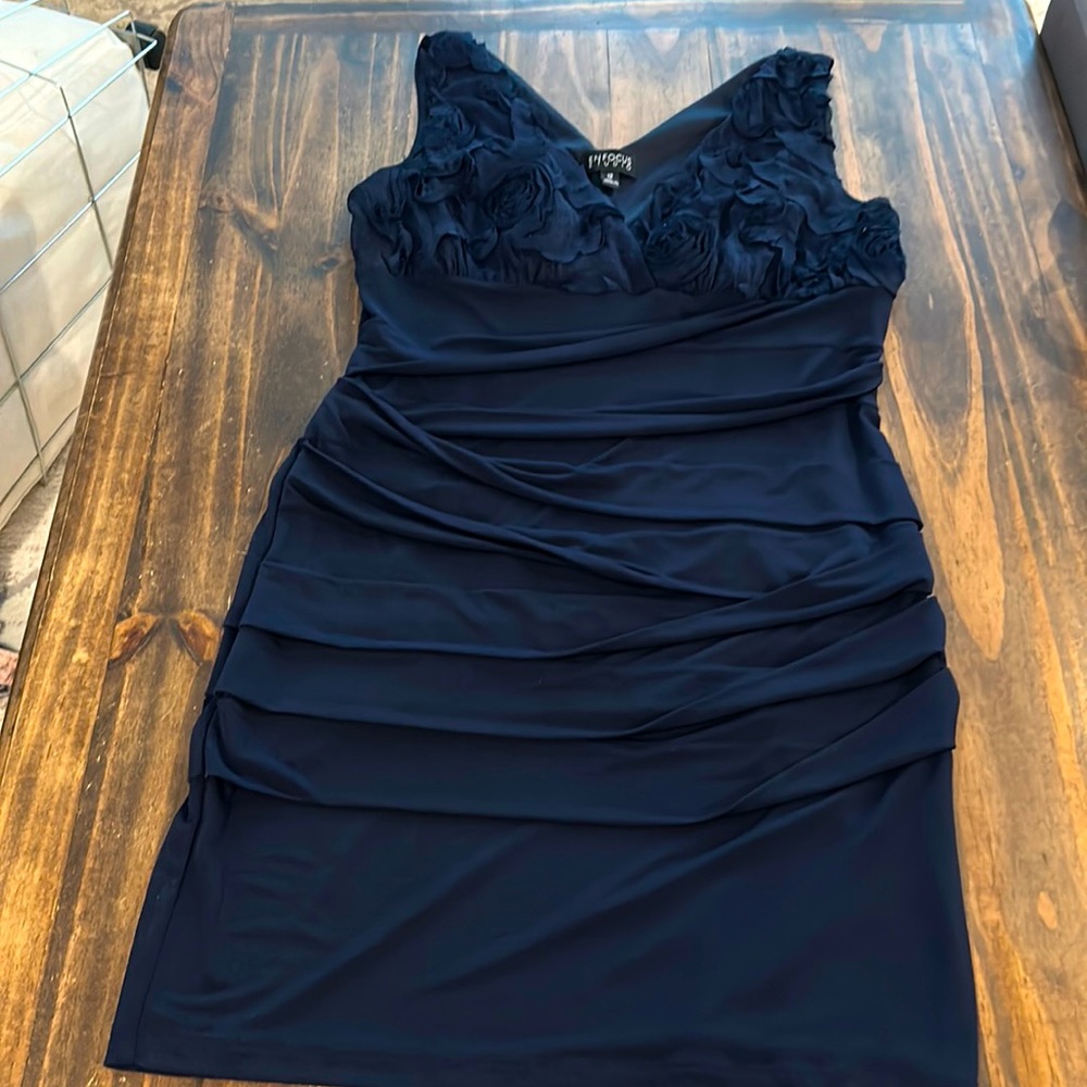 Blue sleeveless fitted dress size 12